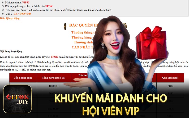 Khuyến mãi dành cho hội viên vip